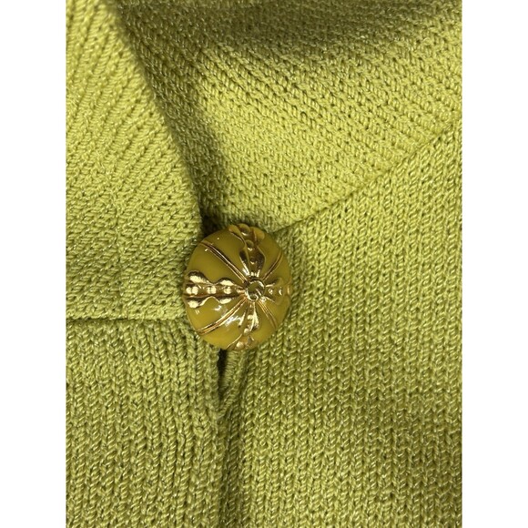 St John Collection Knit Jacket Blazer Lime Green Size 12 Chartreuse Button - Picture 10 of 14